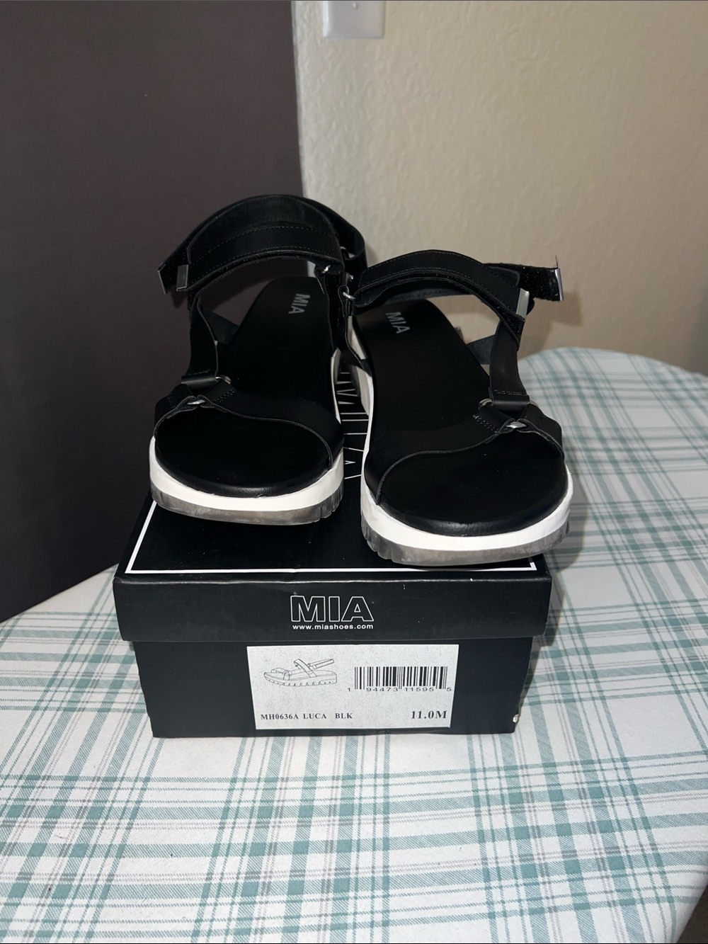 MIA Black Sport Platform Sandals with White Midsole